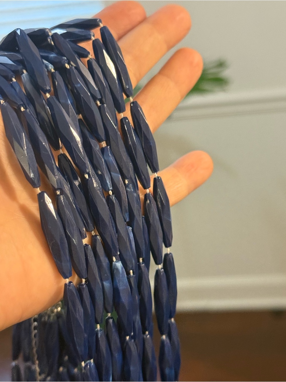 Navy Blue Multi-Strand Women’s Bead Necklace - Picture 3 of 8